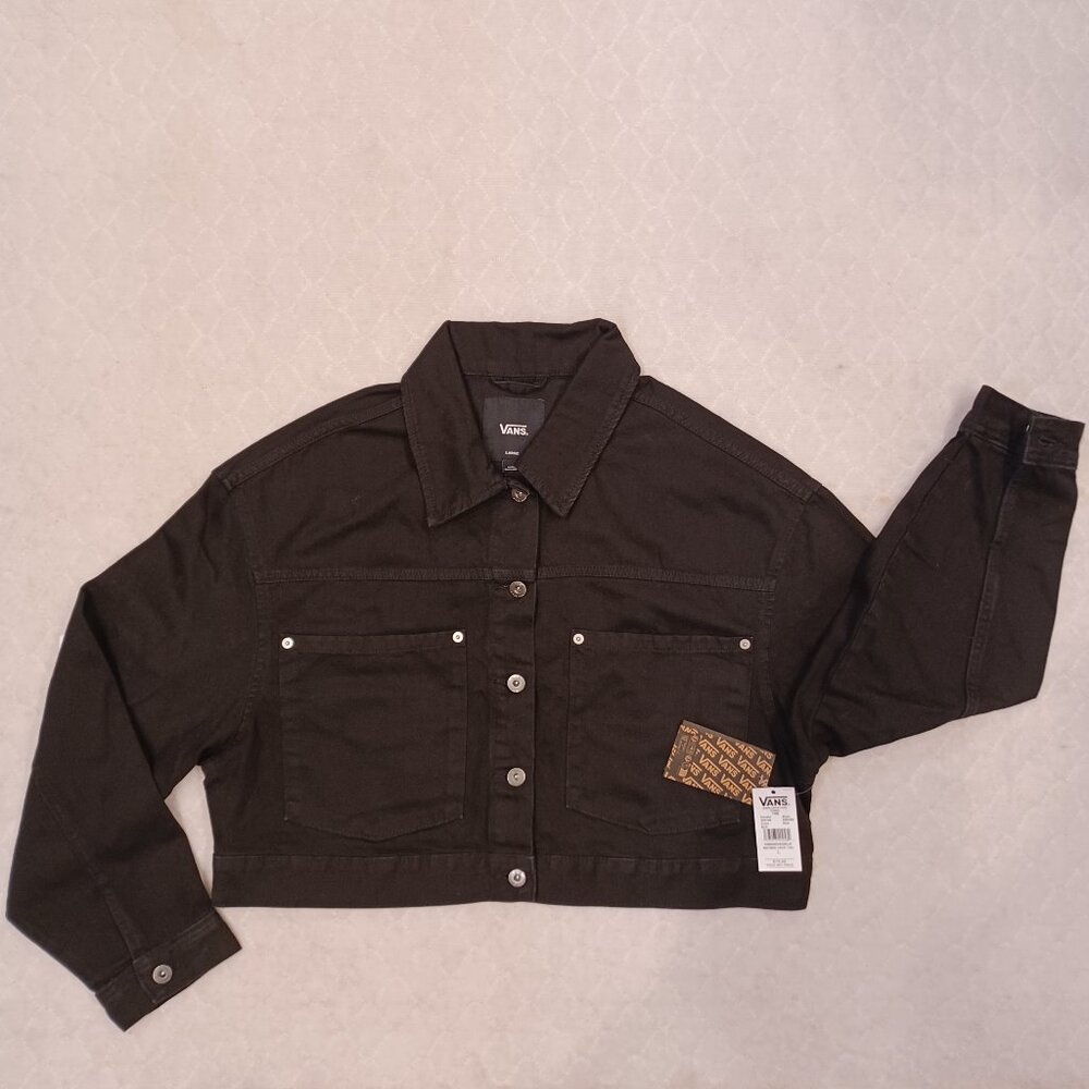 Vans Girl's Medium Jean Jacket Raynes Crop Trucker Black VN000G8SBLK